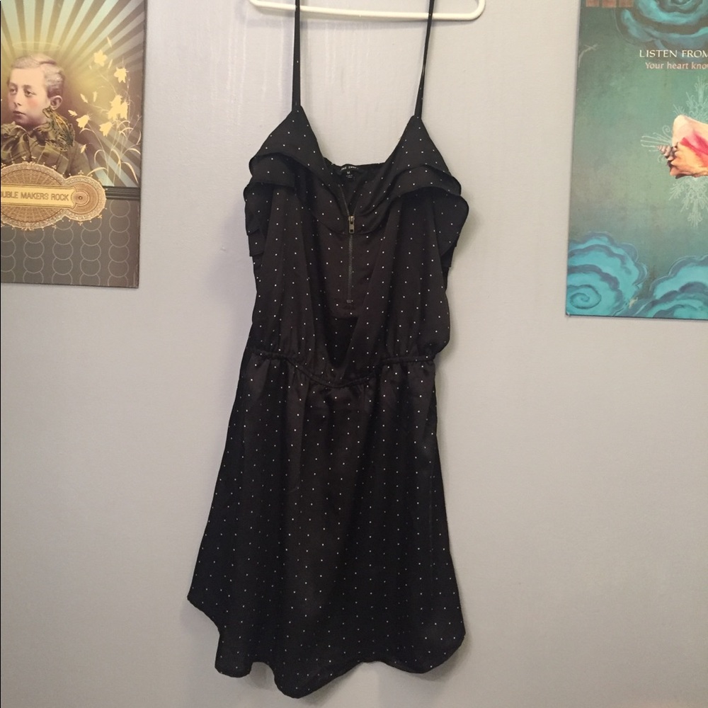 Black polka dot dress